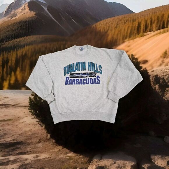 Vintage 80s 90 Jerzees TUALATIN Hills BARRACUDAS Sweatshirt Size Large USA - Picture 1 of 16